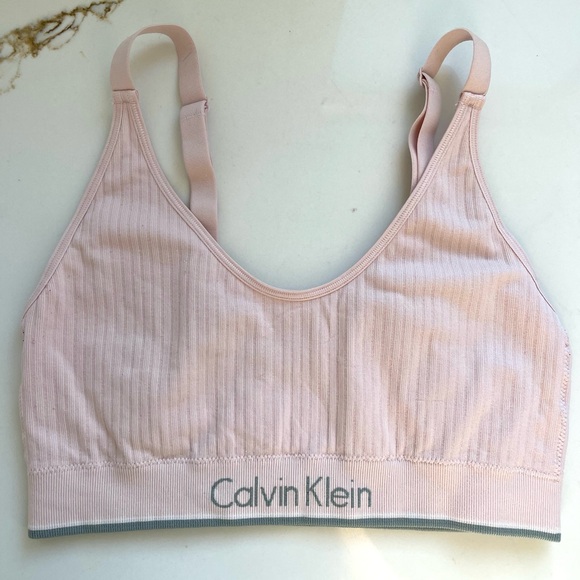 Calvin Klein Pink Ribbed Bralette size Large - Picture 2 of 4